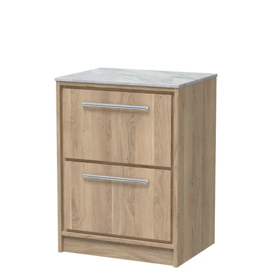 600mm Floor Standing 2-Drawer Unit & Marble Worktop (Drawer, Unit or Set)