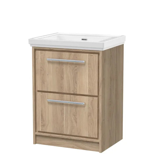 600mm Floor Standing 2-Drawer Unit & Basin 0Tap Hole (Drawer Unit,Set)