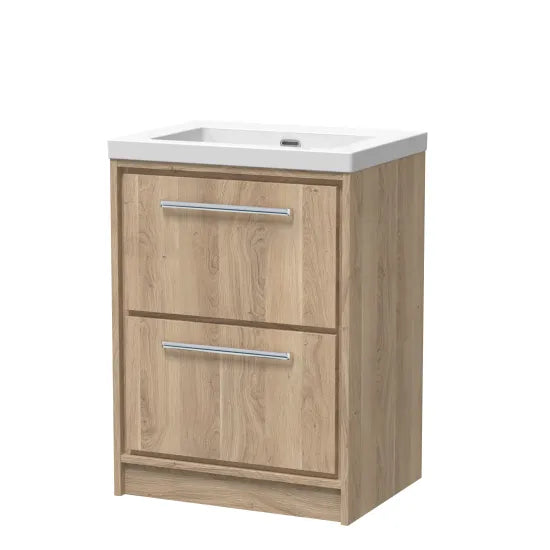600mm Floor Standing 2-Drawer Unit & Basin Set  0Tap Hole (Drawer, Unit or Set)