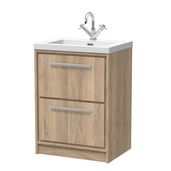 600mm Floor Standing 2-Drawer Unit & Basin Set  1 Tap Hole (Drawer, Unit or Set)