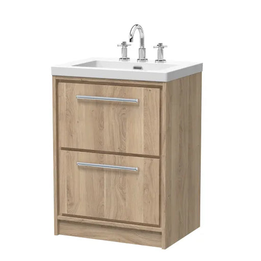 600mm Floor Standing 2-Drawer Unit & Basin 3Tap Hole (Drawer Unit, Basin or Set)