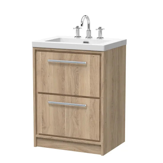 600mm Floor Standing 2-Drawer Unit & Basin 3Tap Hole (Drawer Unit, Basin or Set)