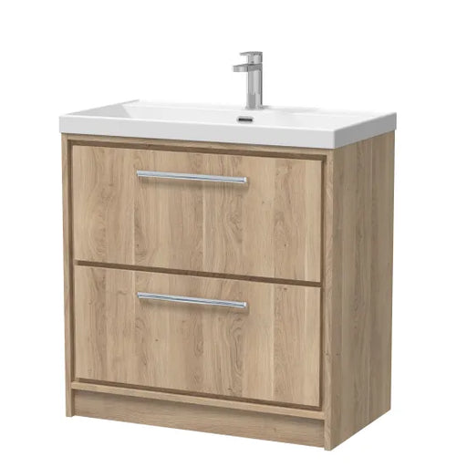 800mm Floor Standing 2-Drawer Unit & Basin Set 1 Tap Hole (Drawer, Unit or Set)