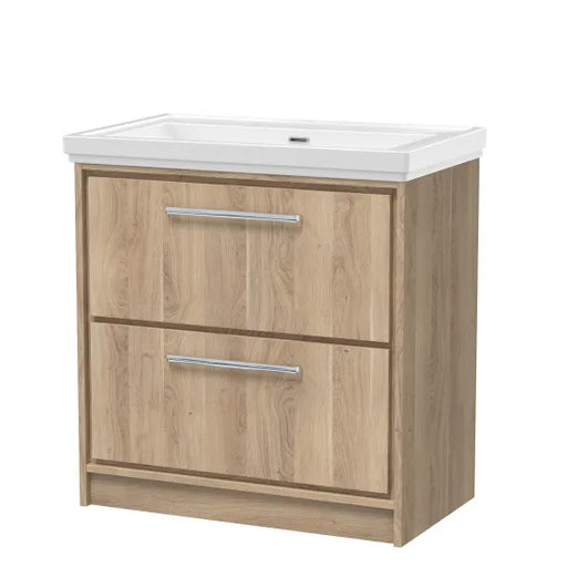800mm Floor Standing 2-Drawer Unit & Basin 0Tap Hole (Drawer, Unit or Set)
