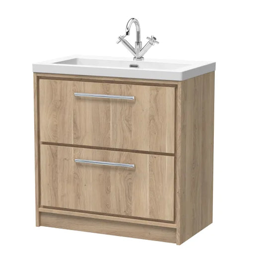 800mm Floor Standing 2-Drawer Unit & Basin 1Tap Hole (Drawer Unit,Set)