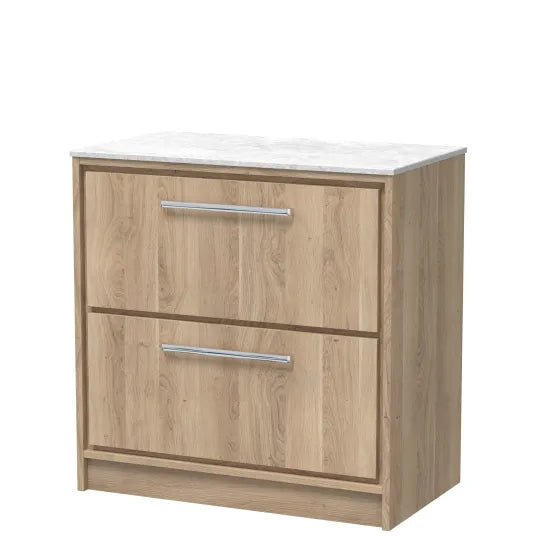 800mm Floor Standing 2-Drawer Unit & Marble Worktop (Drawer Unit, Basi ...