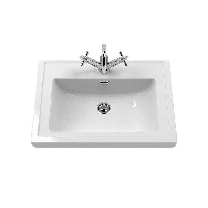 Old London 600mm Storm Grey 2 Door Floor Standing Vanity Unit With 1 Tap Hole Basin
