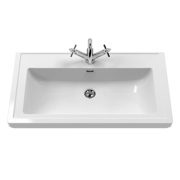 Old London 800mm Storm Grey 2 Door Floor Standing Vanity Unit With 1 Tap Hole Basin