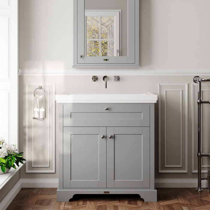 Old London 800mm Storm Grey 2 Door Floor Standing Vanity Unit With Basin