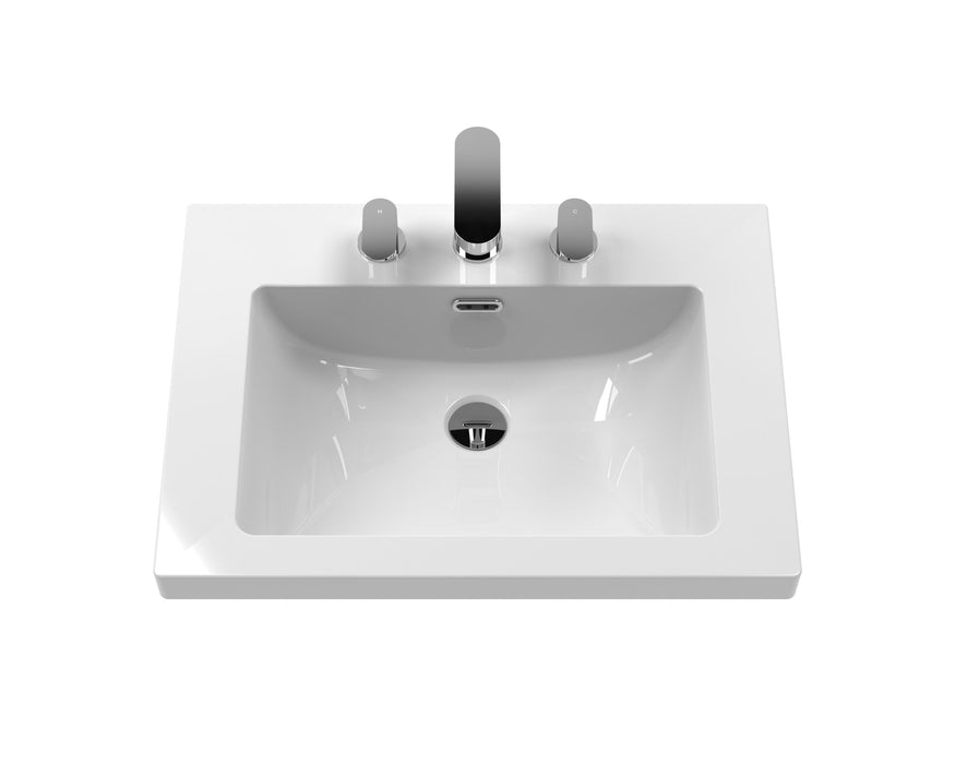 Old London 600mm Storm Grey 2 Door Floor Standing Vanity Unit With 3 Tap Holes Fireclay Basin