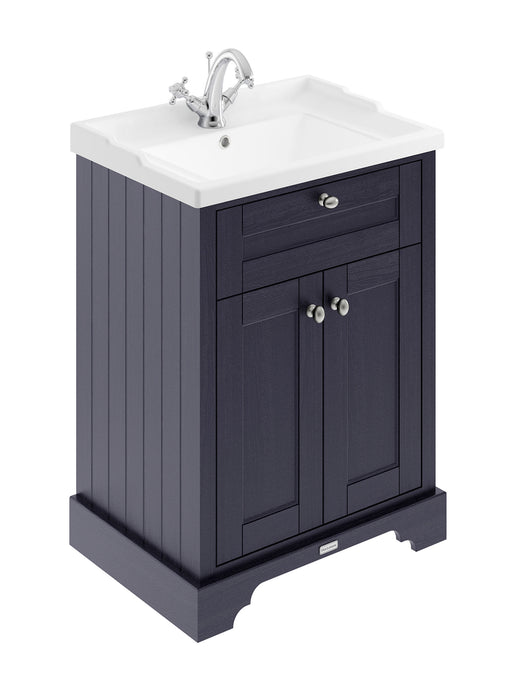 Old London 600mm Twilight Blue 2 Door Floor Standing Cabinet With 1 Tap Hole Basin