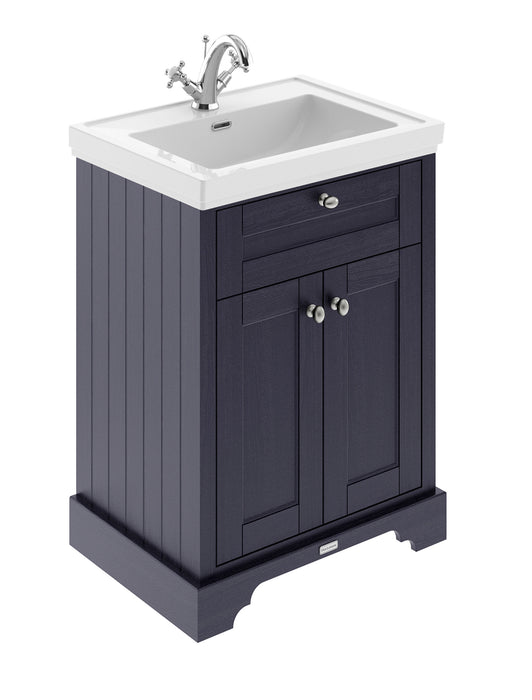 Old London 600mm Twilight Blue 2 Door Floor Standing Vanity Unit With 1 Tap Hole Basin