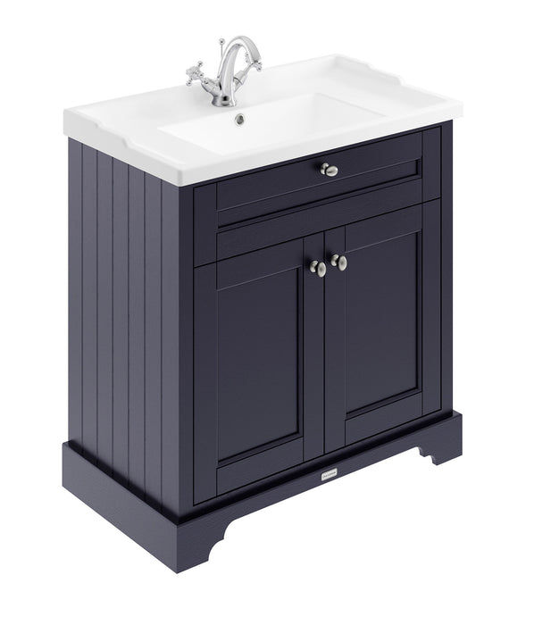 Old London 800mm Twilight Blue 2 Door Floor Standing Cabinet With 1 Tap Hole Basin