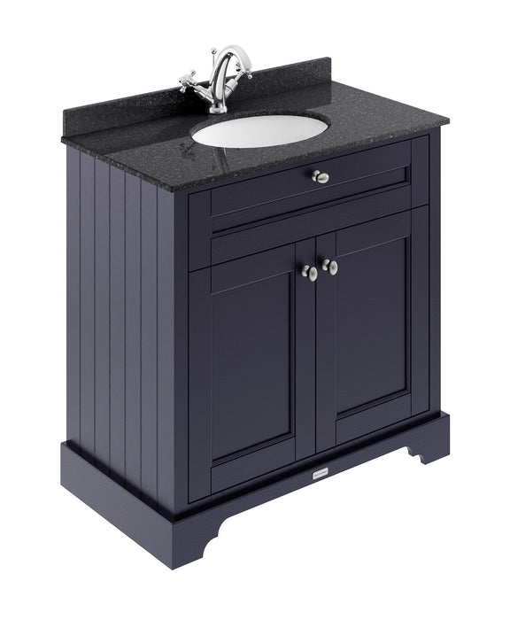 Old London 800mm Twilight Blue 2 Door Floor Standing Cabinet With 1 Tap Hole Marble Basin