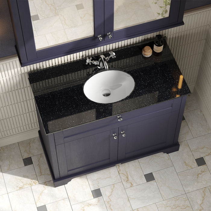 Old London 1000mm Twilight Blue 2 Door Floor Standing Cabinet With 1 Tap Hole Marble Basin
