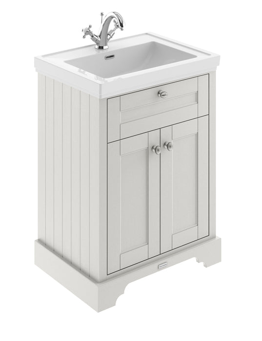 Old London 600mm Timeless Sand 2 Door Floor Standing Vanity Unit With 1 Tap Hole Basin