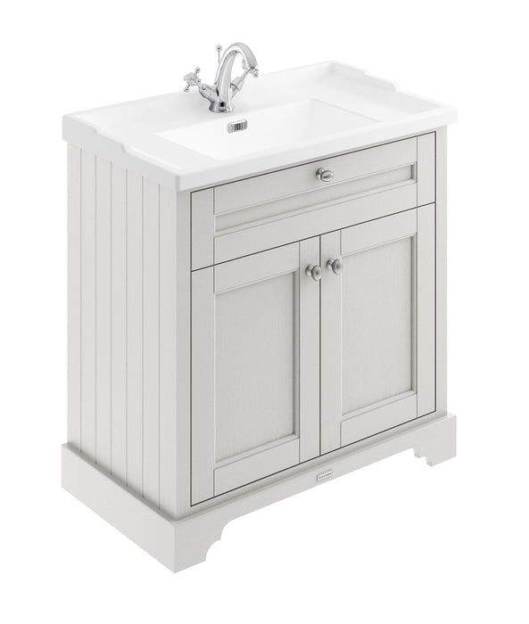 Old London 800mm Timeless Sand 2 Door Floor Standing Cabinet With 1 Tap Hole Basin