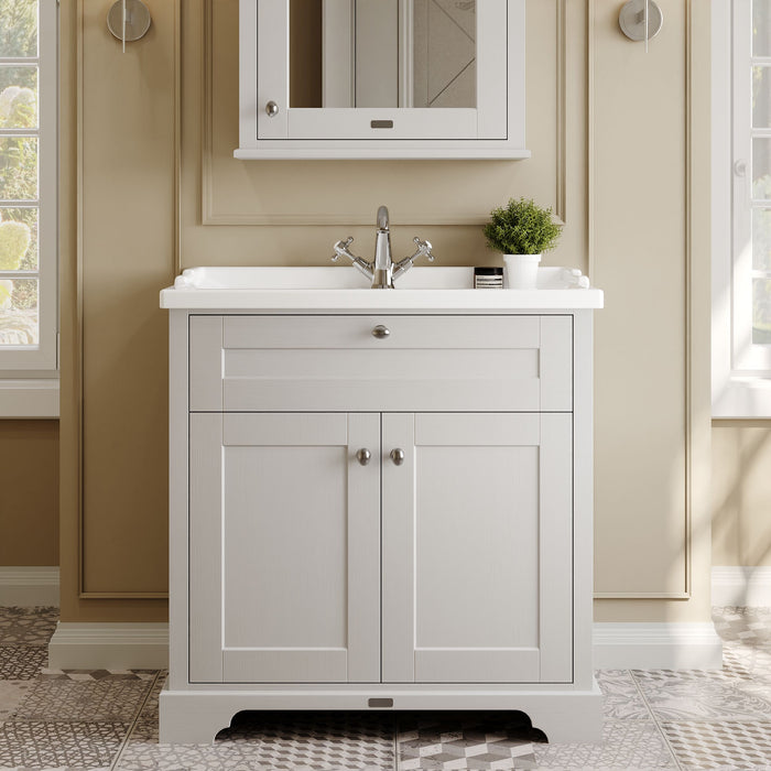 Old London 800mm Timeless Sand 2 Door Floor Standing Cabinet With 1 Tap Hole Basin