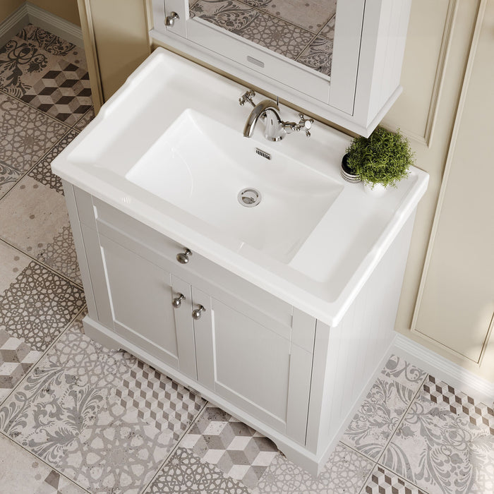 Old London 800mm Timeless Sand 2 Door Floor Standing Cabinet With 1 Tap Hole Basin