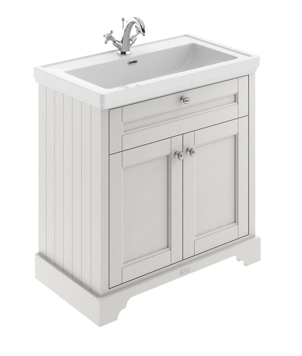 Old London 800mm Timeless Sand 2 Door Floor Standing Vanity Unit With 1 Tap Hole Basin