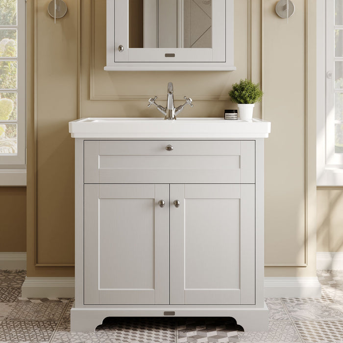 Old London 800mm Timeless Sand 2 Door Floor Standing Vanity Unit With 1 Tap Hole Basin