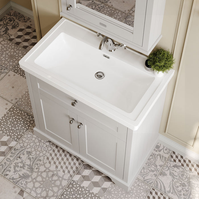 Old London 800mm Timeless Sand 2 Door Floor Standing Vanity Unit With 1 Tap Hole Basin