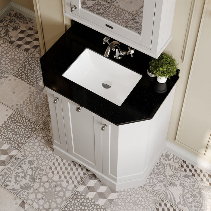 Old London 750mm Timeless Sand 3 Door Floor Standing Angled Vanity Unit With 1 Tap Hole Marble Basin