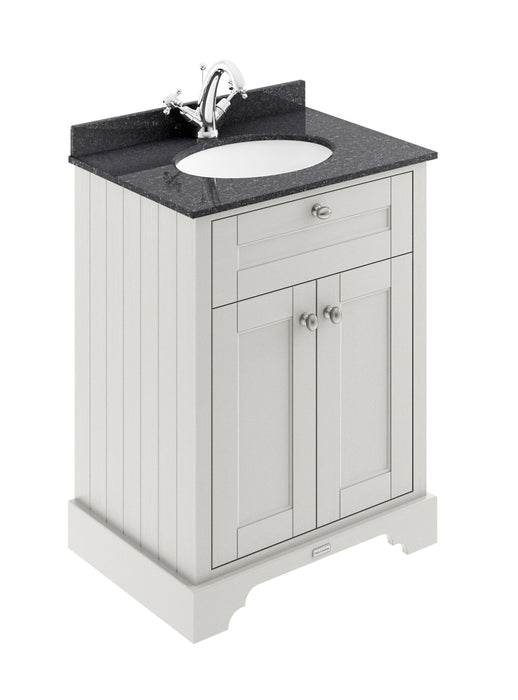 Old London 600mm Timeless Sand 2 Door Floor Standing Cabinet With 1 Tap Hole Marble Basin