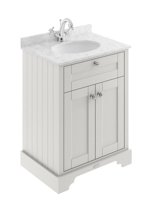Old London 600mm Timeless Sand 2 Door Floor Standing Cabinet With 1 Tap Hole Marble Basin