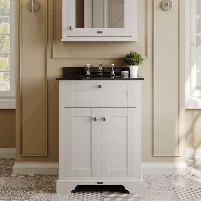 Old London 600mm Timeless Sand 2 Door Floor Standing Cabinet With 3 Tap Holes Marble Basin
