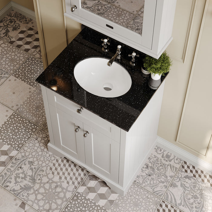 Old London 600mm Timeless Sand 2 Door Floor Standing Cabinet With 3 Tap Holes Marble Basin
