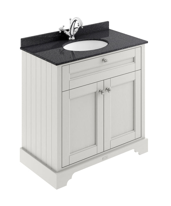 Old London 800mm Timeless Sand 2 Door Floor Standing Cabinet With 1 Tap Hole Marble Basin