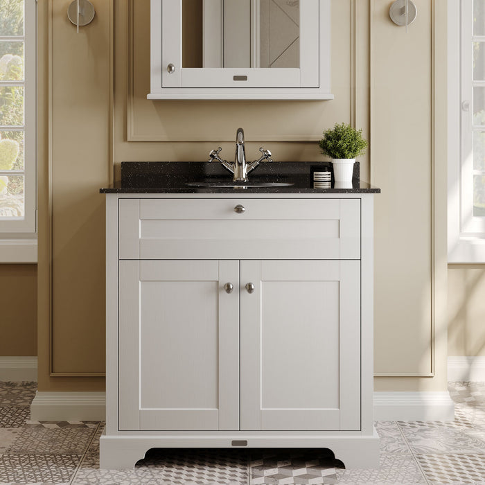 Old London 800mm Timeless Sand 2 Door Floor Standing Cabinet With 1 Tap Hole Marble Basin