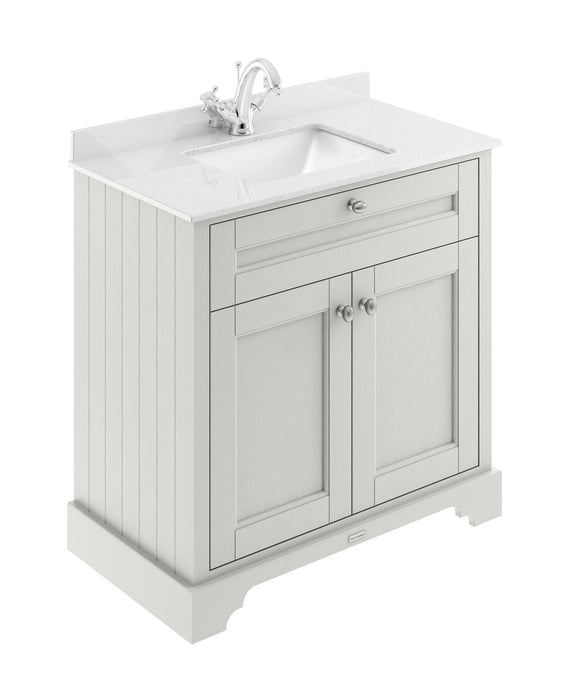 Old London 800mm Timeless Sand 2 Door Floor Standing Cabinet With 1 Tap Hole Marble Basin