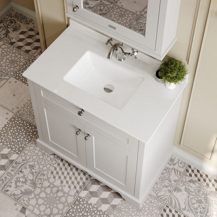 Old London 800mm Timeless Sand 2 Door Floor Standing Cabinet With 1 Tap Hole Marble Basin