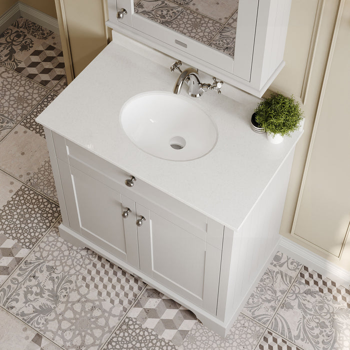 Old London 800mm Timeless Sand 2 Door Floor Standing Cabinet With 1 Tap Hole Marble Basin