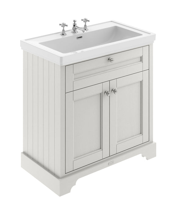Old London 800mm Timeless Sand 2 Door Floor Standing Vanity Unit With 3 Tap Holes Basin