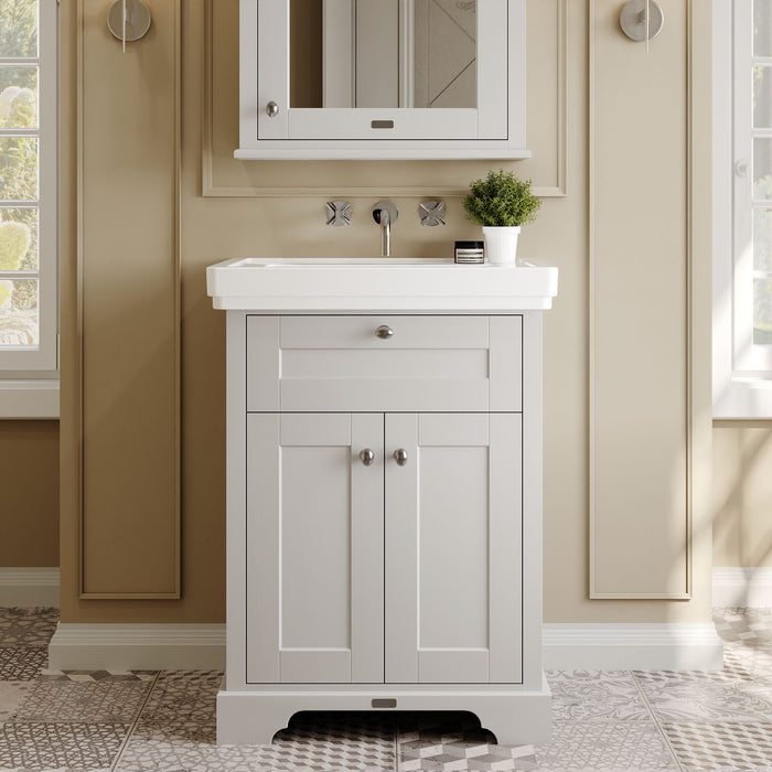 Old London 600mm Timeless Sand 2 Door Floor Standing Vanity Unit With Basin