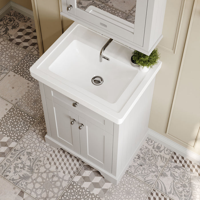 Old London 600mm Timeless Sand 2 Door Floor Standing Vanity Unit With Basin
