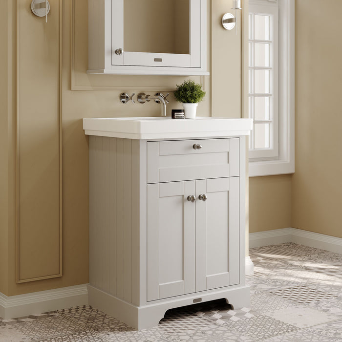 Old London 600mm Timeless Sand 2 Door Floor Standing Vanity Unit With Basin