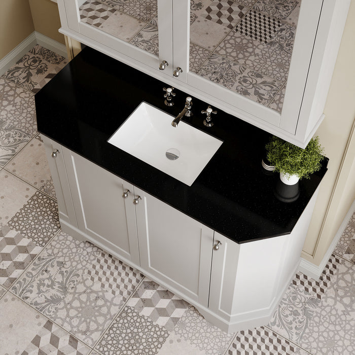 Old London 1200mm Timeless Sand 4 Door Floor Standing Angled Vanity Unit With 3 Tap Holes Black Marble Basin