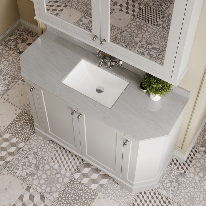 Old London 1200mm Timeless Sand 4 Door Floor Standing Angled Vanity Unit With 1 Tap Hole Grey Marble Basin