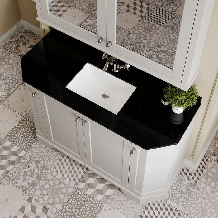 Old London 1200mm Timeless Sand 4 Door Floor Standing Angled Vanity Unit With 1 Tap Hole Black Marble Basin