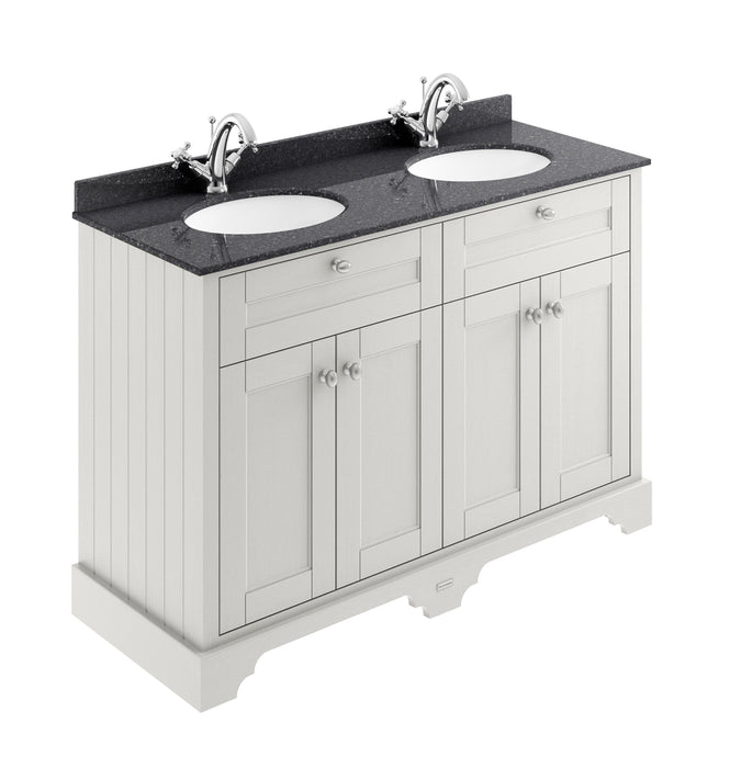 Old London 1200mm Timeless Sand 4 Door Floor Standing Cabinet With Black Marble Basin