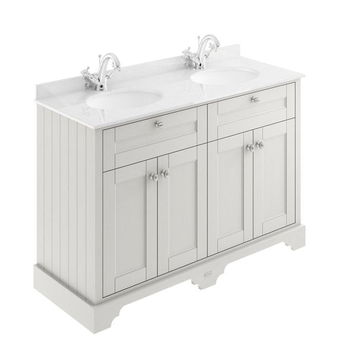Old London 1200mm Timeless Sand 4 Door Floor Standing Cabinet With White Marble Basin