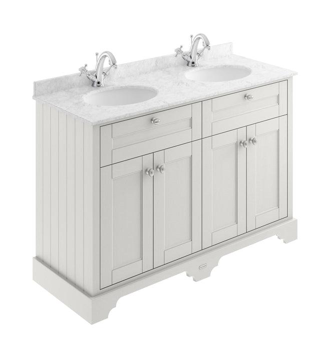 Old London 1200mm Timeless Sand 4 Door Floor Standing Cabinet With Twin Marble Basin