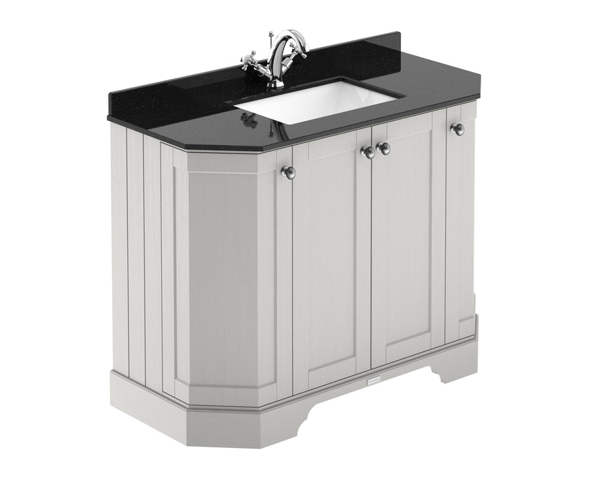 Old London 1000mm Timeless Sand 4 Door Floor Standing Angled Vanity Unit With 1 Tap Hole Marble Basin