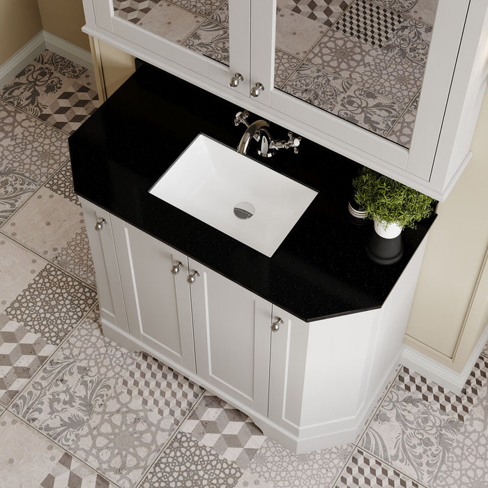 Old London 1000mm Timeless Sand 4 Door Floor Standing Angled Vanity Unit With 1 Tap Hole Marble Basin