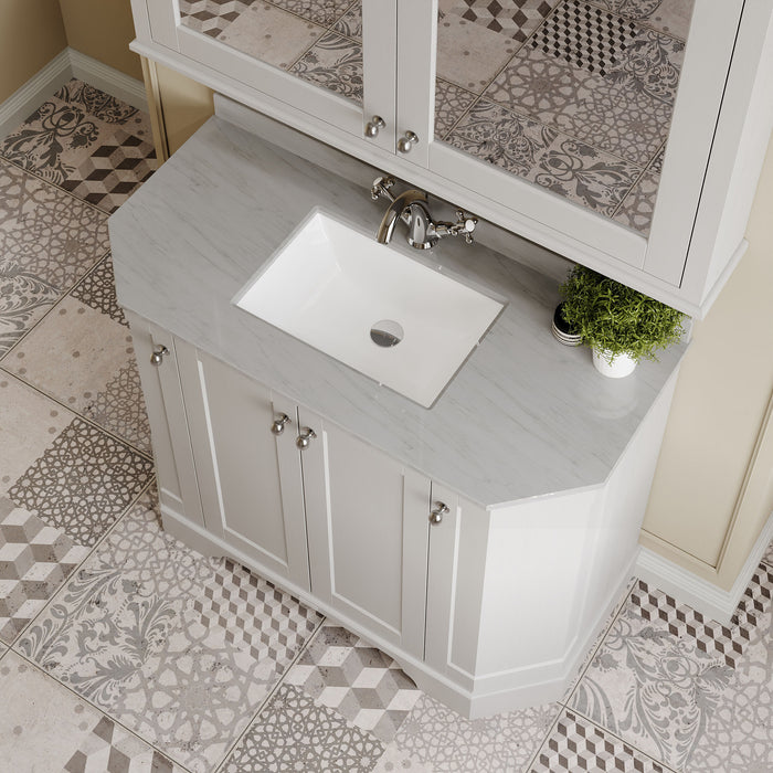 Old London 1000mm Timeless Sand 4 Door Floor Standing Angled Vanity Unit With 1 Tap Hole Marble Basin