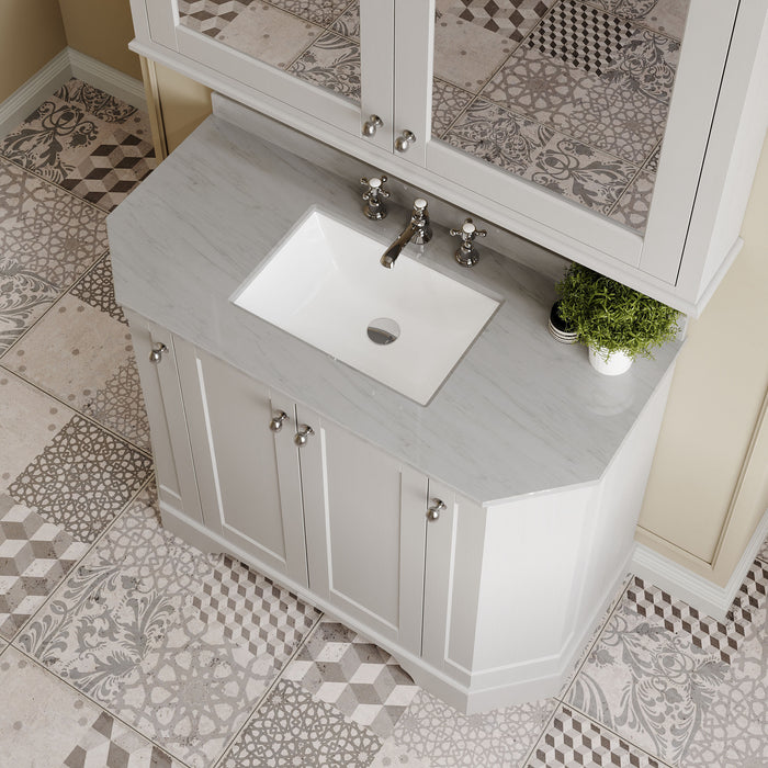 Old London 1000mm Timeless Sand 4 Door Floor Standing Angled Vanity Unit With 3 Tap Holes Marble Basin